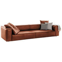 VIERSITZER-SOFA Cognac Echtleder  - Cognac/Schwarz, MODERN, Leder/Kunststoff (300/66/104cm) - Chilliano