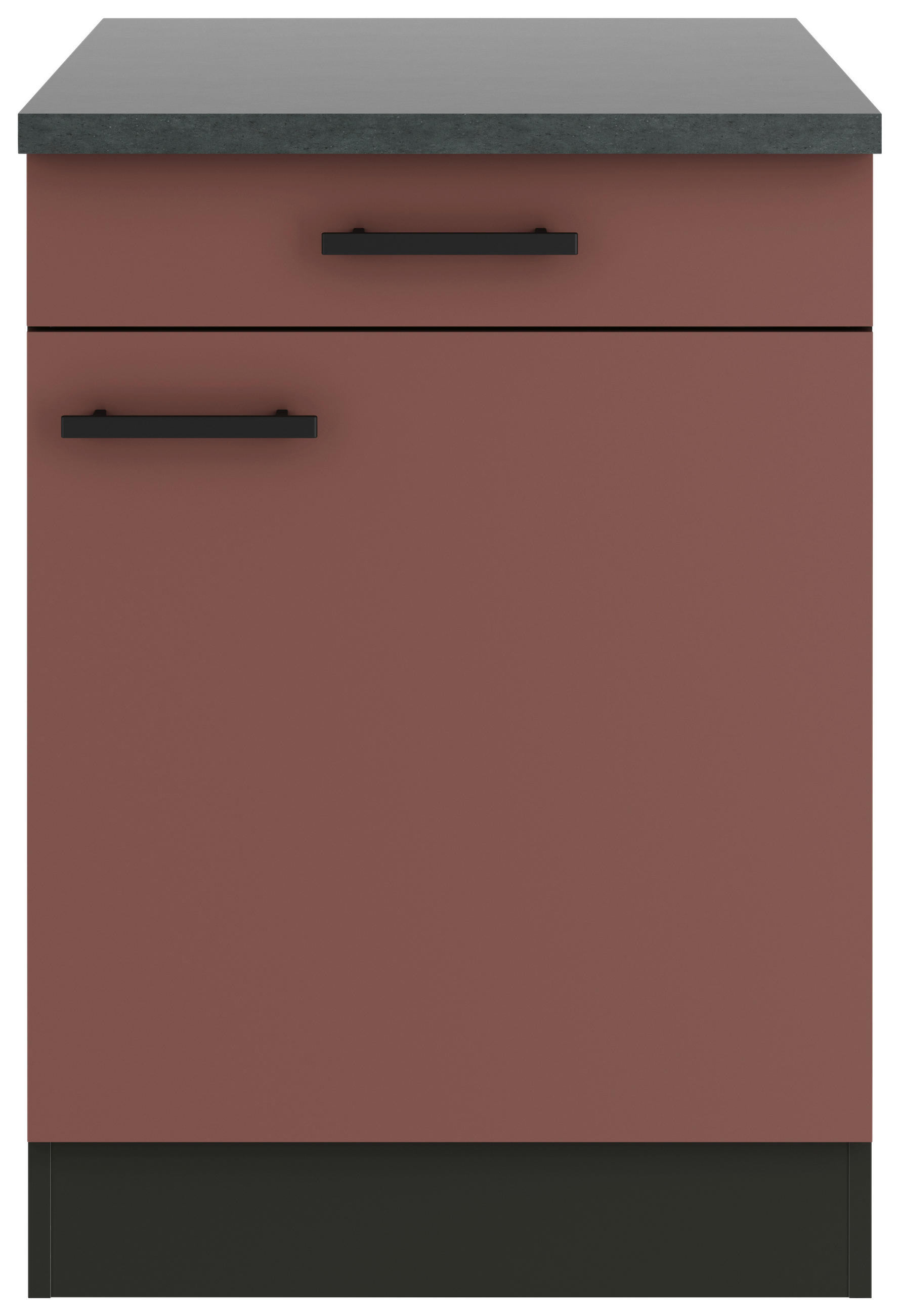 KÜCHENUNTERSCHRANK 60/84,8/60 cm  in Rotbraun  - Rotbraun/Anthrazit, Basics, Holzwerkstoff/Metall (60/84,8/60cm) - Optifit