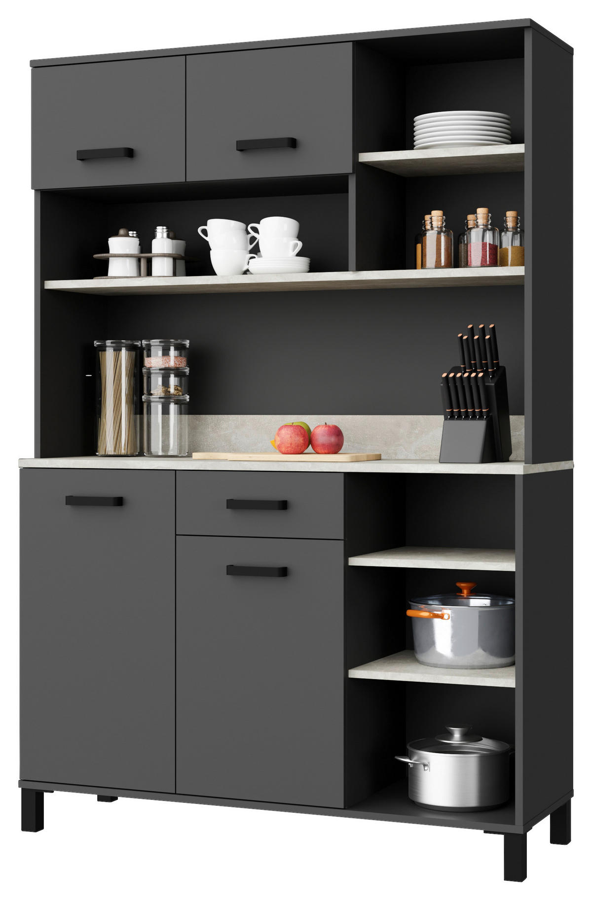 BUFFET 119,1/177/40 cm  in Anthrazit, Hellgrau  - Anthrazit/Hellgrau, KONVENTIONELL, Holzwerkstoff/Metall (119,1/177/40cm) - P & B