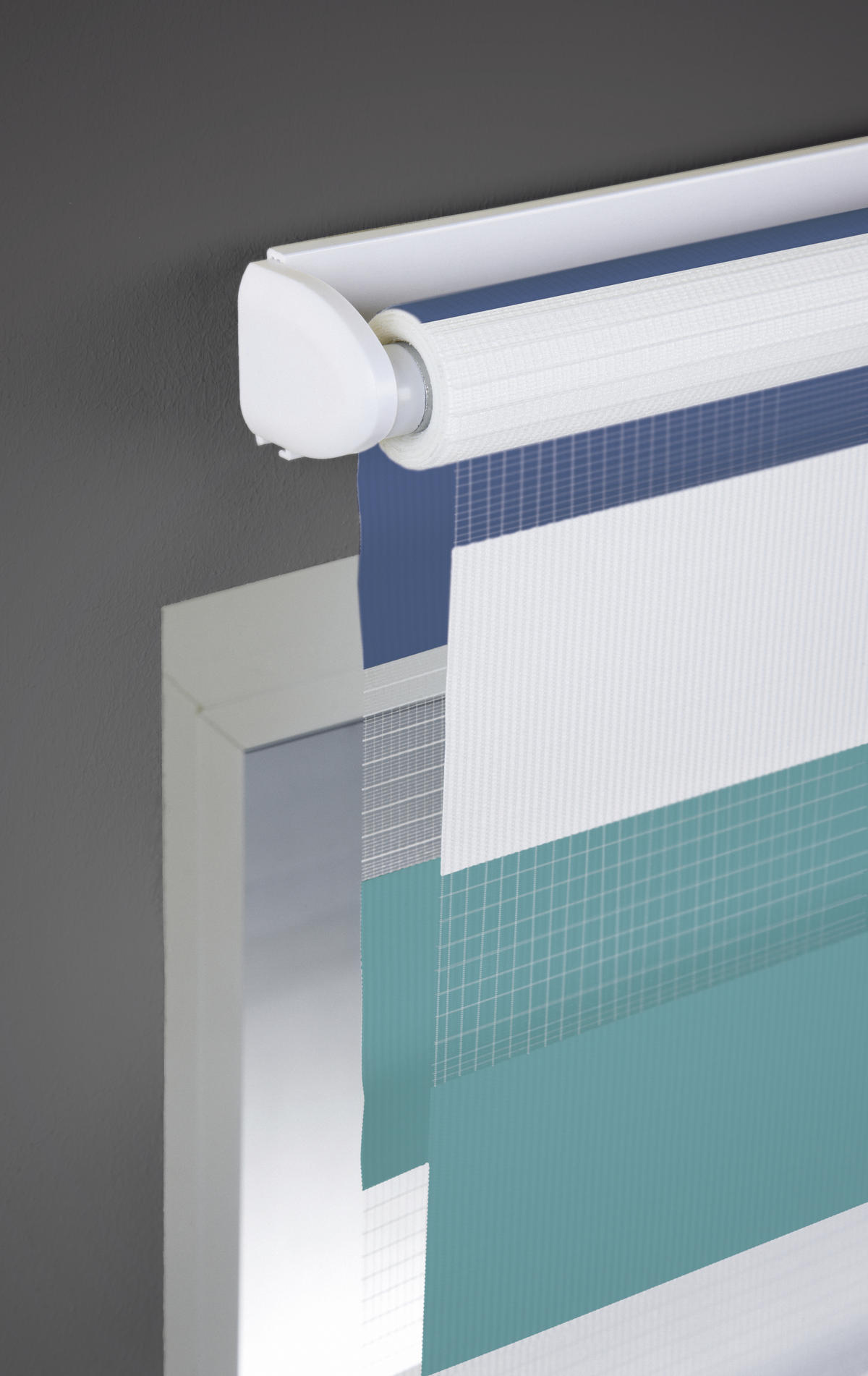 DOPPELROLLO    80/210 cm   - Blau/Weiß, Basics, Textil (80/210cm)