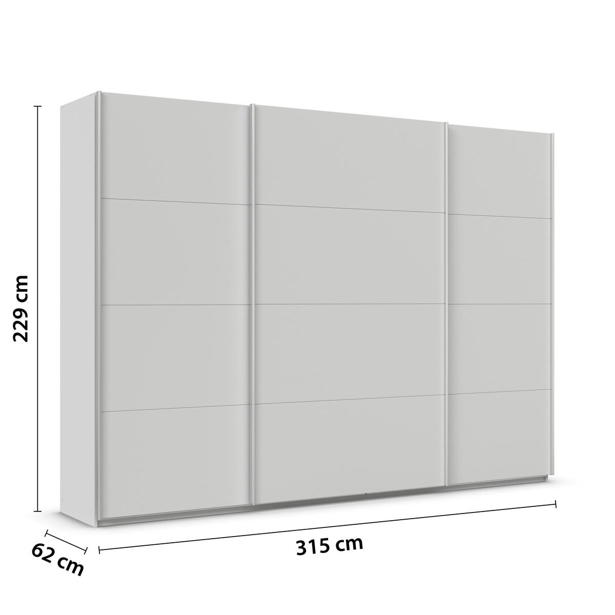 SCHWEBETÜRENSCHRANK in Seidengrau  - Seidengrau/Alufarben, Konventionell, Holzwerkstoff/Metall (315/229/62cm) - Xora