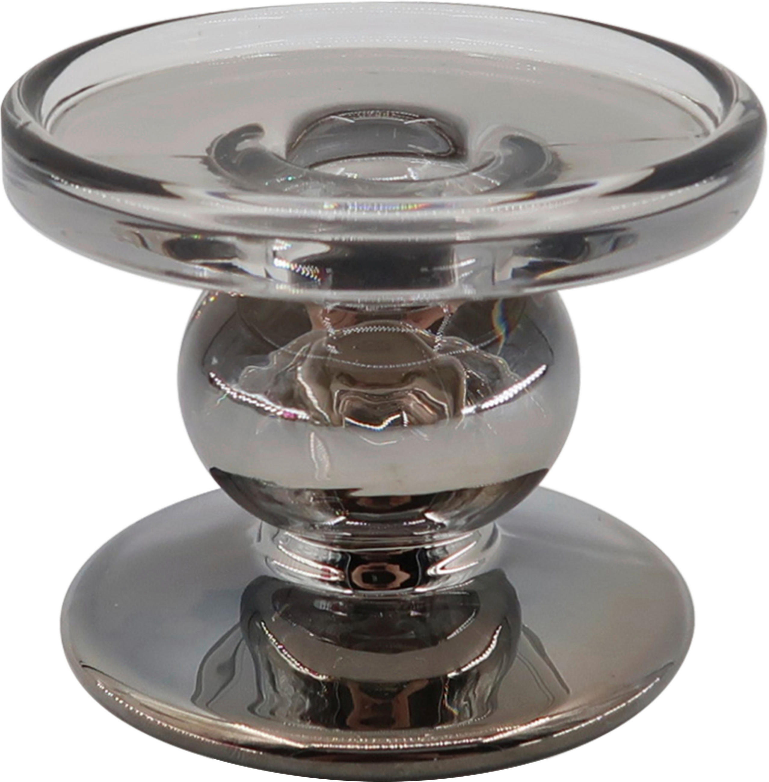KERZENHALTER - Grau, Basics, Glas (9/7cm) - Ambia Home