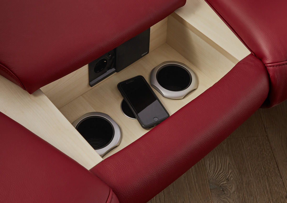 HEIMKINO-SOFA Echtleder Rot  - Anthrazit/Rot, KONVENTIONELL, Leder (254/107/105cm) - Himolla Komfortklass