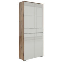 SCHRANK - Eiche dunkel/Hellgrau, KONVENTIONELL, Glas/Holzwerkstoff (81/199/37cm) - Voleo