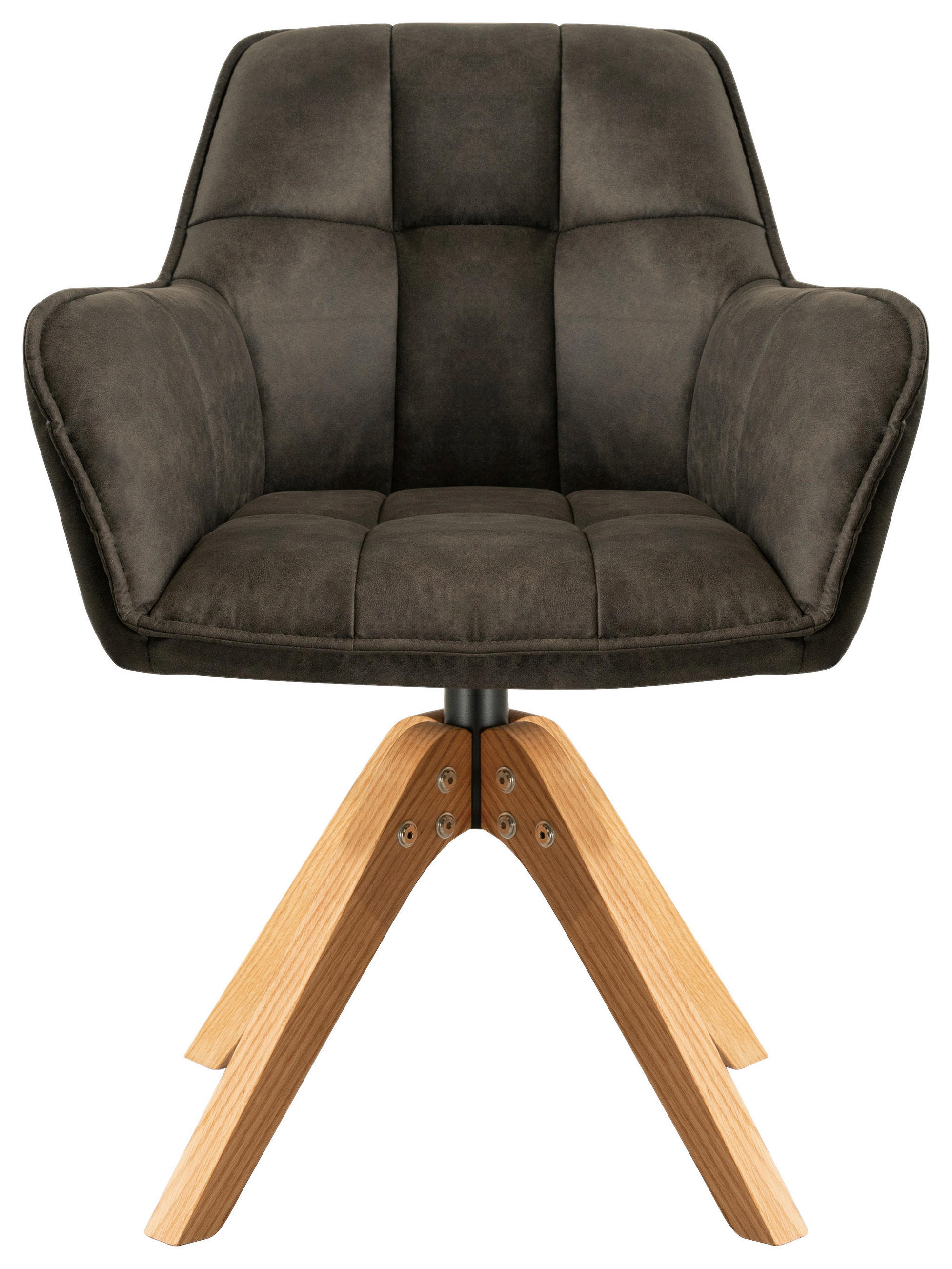 ARMLEHNSTUHL in Holz, Textil Grau, Eichefarben  - Eichefarben/Grau, Basics, Holz/Textil (61/85/63cm) - MID.YOU