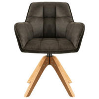 ARMLEHNSTUHL in Holz, Textil Grau, Eichefarben  - Eichefarben/Grau, Basics, Holz/Textil (61/85/63cm) - MID.YOU