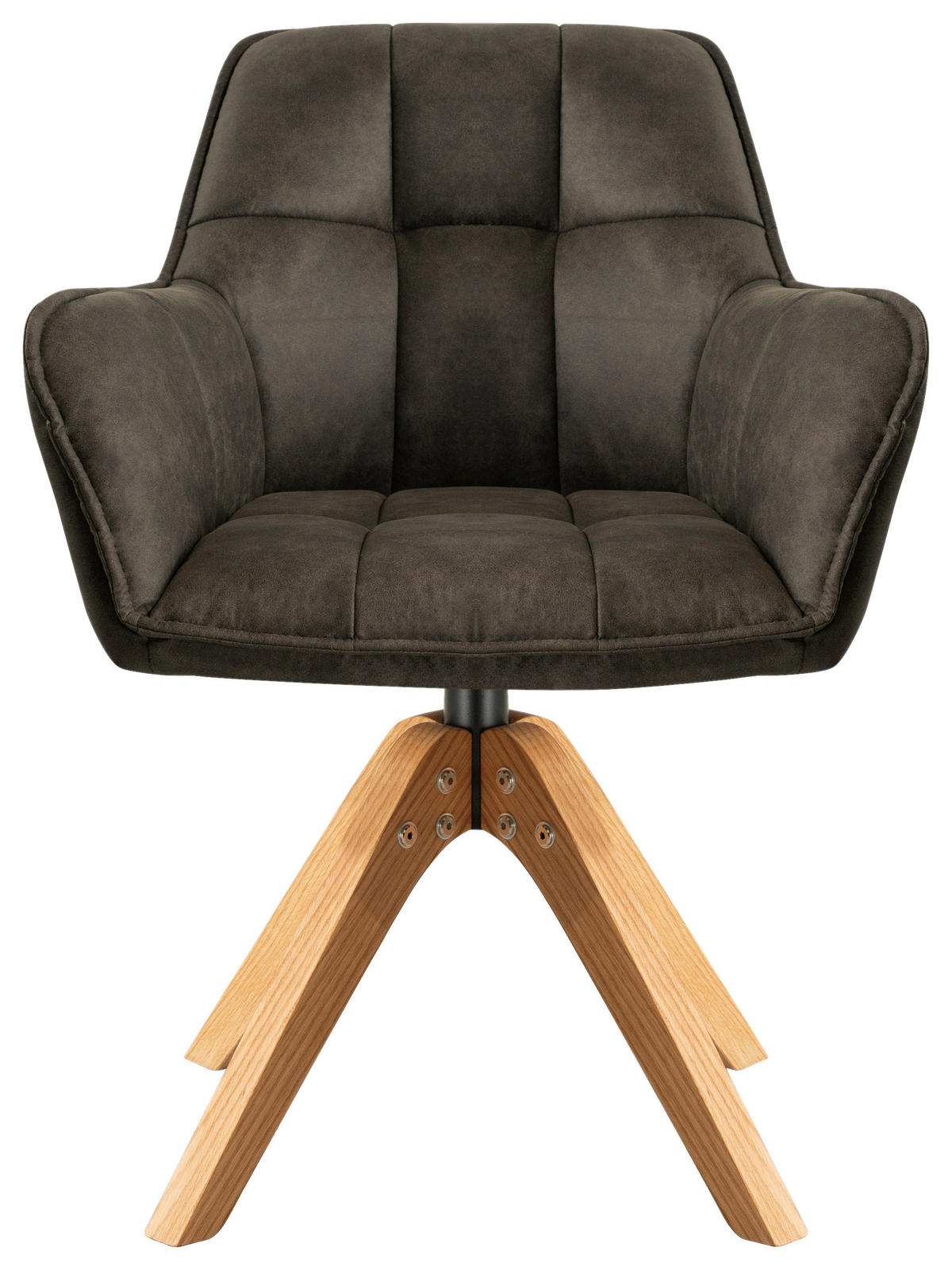 ARMLEHNSTUHL in Holz, Textil Grau, Eichefarben  - Eichefarben/Grau, Basics, Holz/Textil (61/85/63cm) - MID.YOU