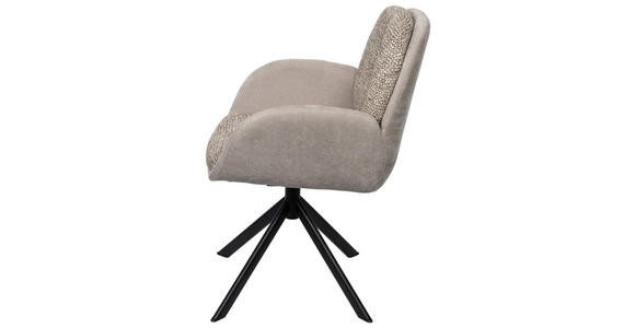 ARMLEHNSTUHL  in Eisen Webstoff  - Greige/Schwarz, Design, Textil/Metall (59/90/64cm) - Linea Natura