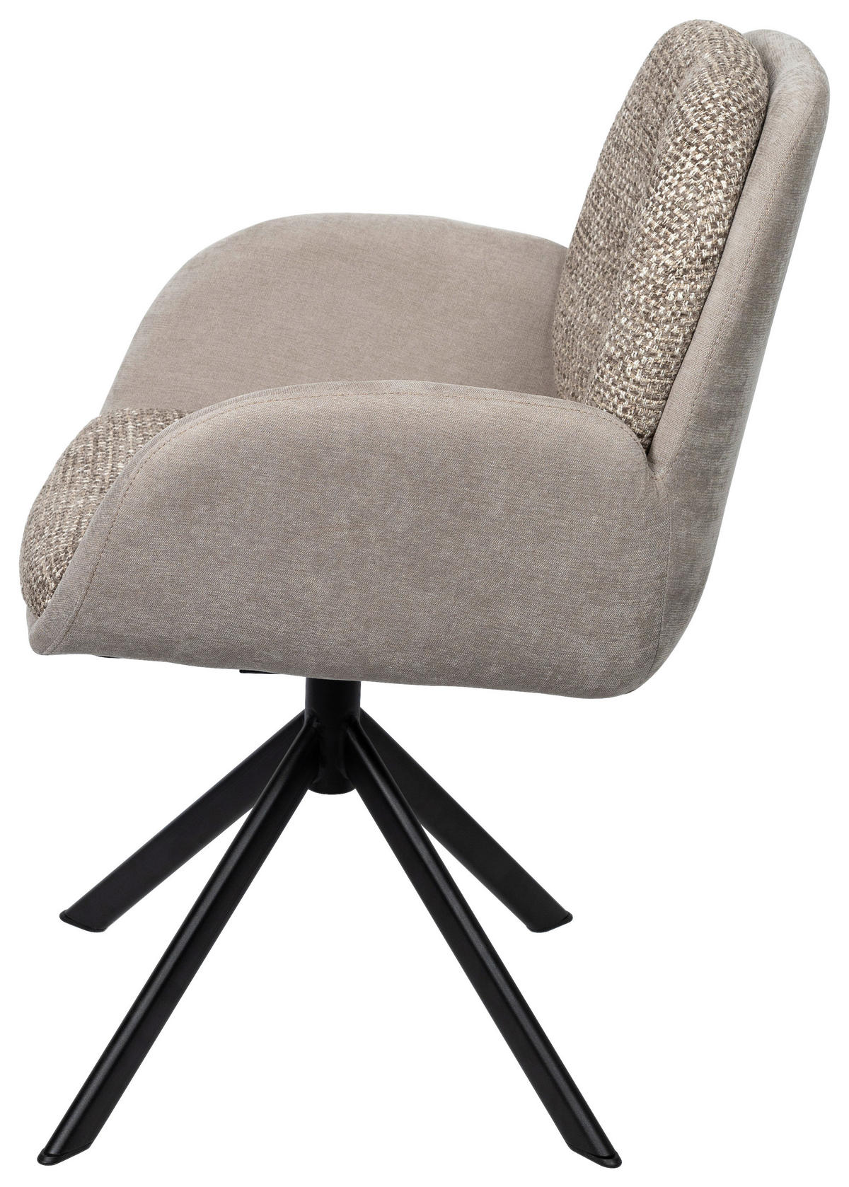 ARMLEHNSTUHL  in Eisen Webstoff  - Greige/Schwarz, Design, Textil/Metall (59/90/64cm) - Linea Natura