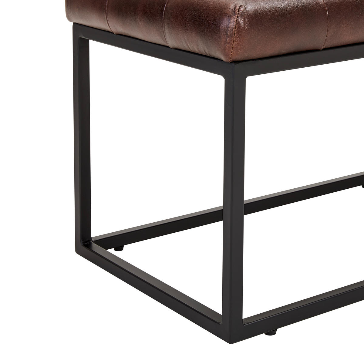 SITZBANK 120/44/44 cm Echtleder Dunkelbraun  - Dunkelbraun/Schwarz, MODERN, Leder/Metall (120/44/44cm) - Livetastic
