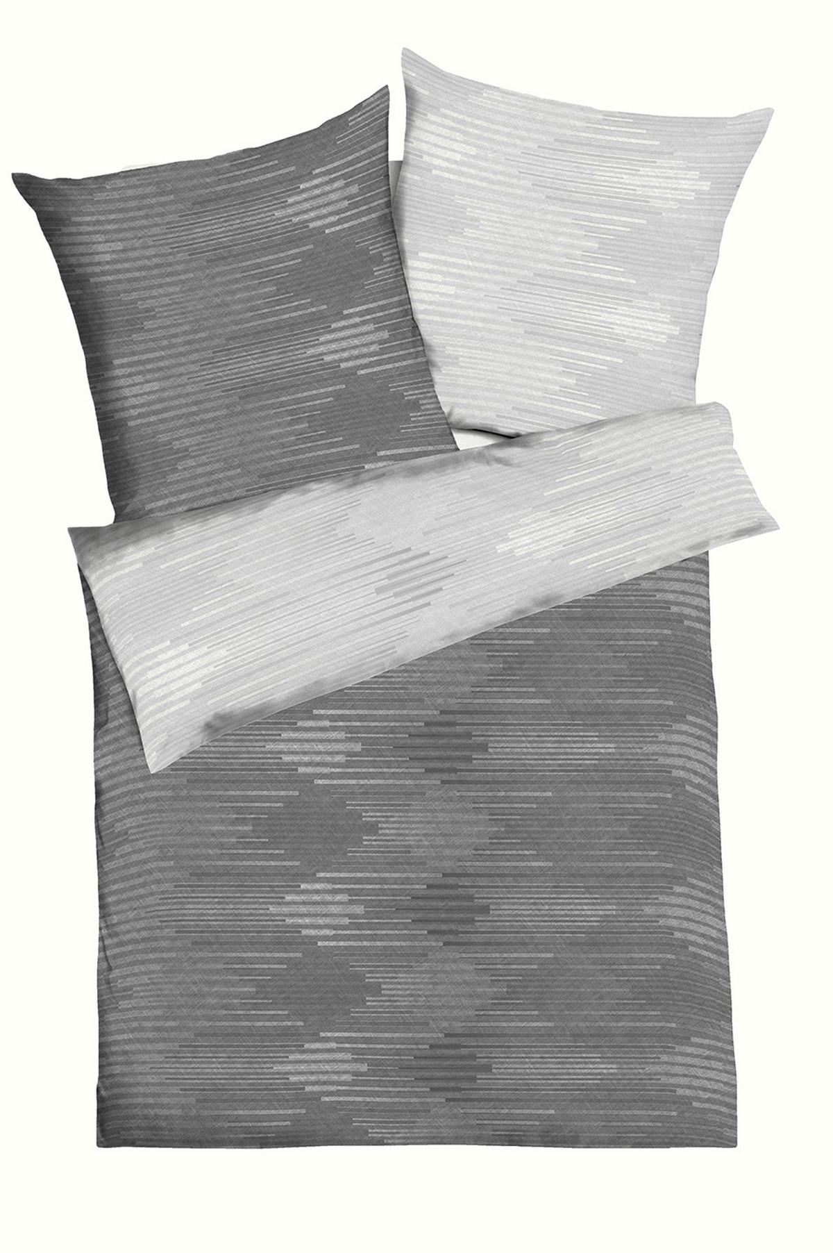 POSTELJNINA IKAT 200/200 cm saten siva  - siva, Basics, tekstil (200/200cm) - Kaeppel