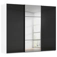 SCHWEBETÜRENSCHRANK 301/223/68 cm 3-türig Schwarz, Weiß  - Schwarz/Weiß, KONVENTIONELL, Glas/Holzwerkstoff (301/223/68cm) - Novel