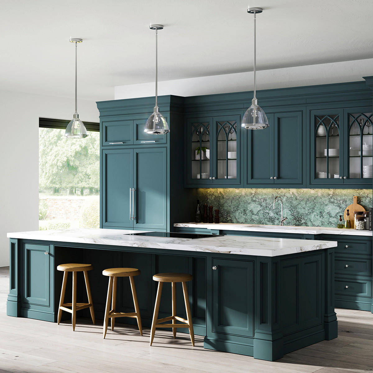 HÄNGLAMPA Elstead Elroy 24.8/46.6 cm  - nickelfärgad, Klassisk, metall/glas (24.8/46.6cm) - Elstead Lighting