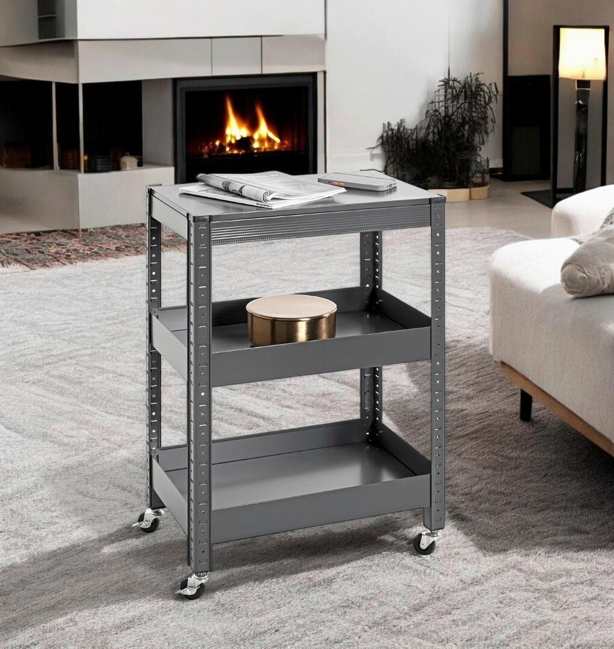 SERVIERWAGEN in Anthrazit  - Anthrazit, Design, Metall (50/32/75cm)
