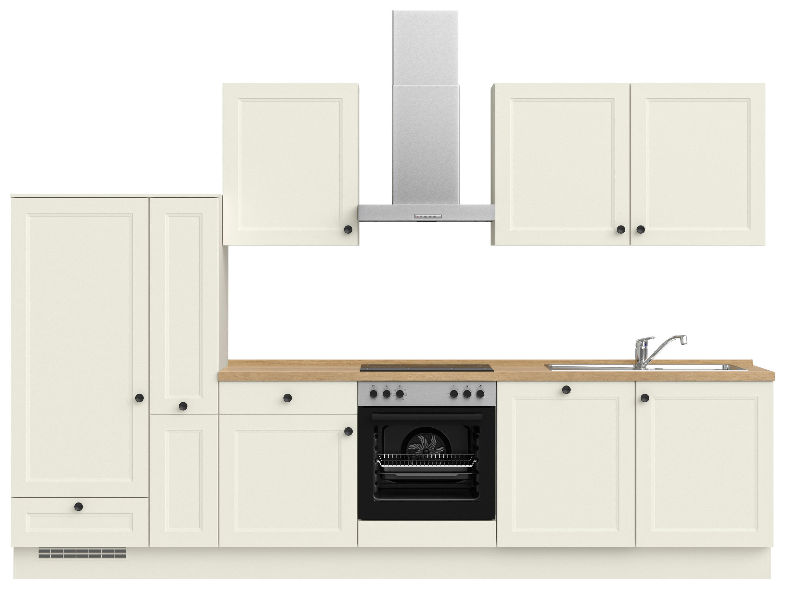 KÜCHENLEERBLOCK 330 cm   in Weiß, Eichefarben  - Eichefarben/Schwarz, MODERN, Holzwerkstoff/Metall (330cm) - Nobilia