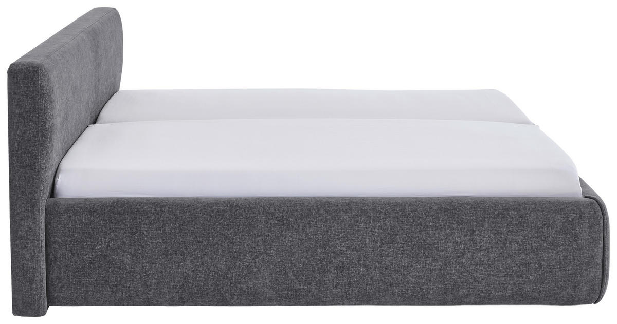 POLSTERBETT 240/200 cm,  in Grau, Bettkasten, Lattenroste,  - Birkefarben/Buchefarben, Design, Holz/Textil (240/200cm) - Xora
