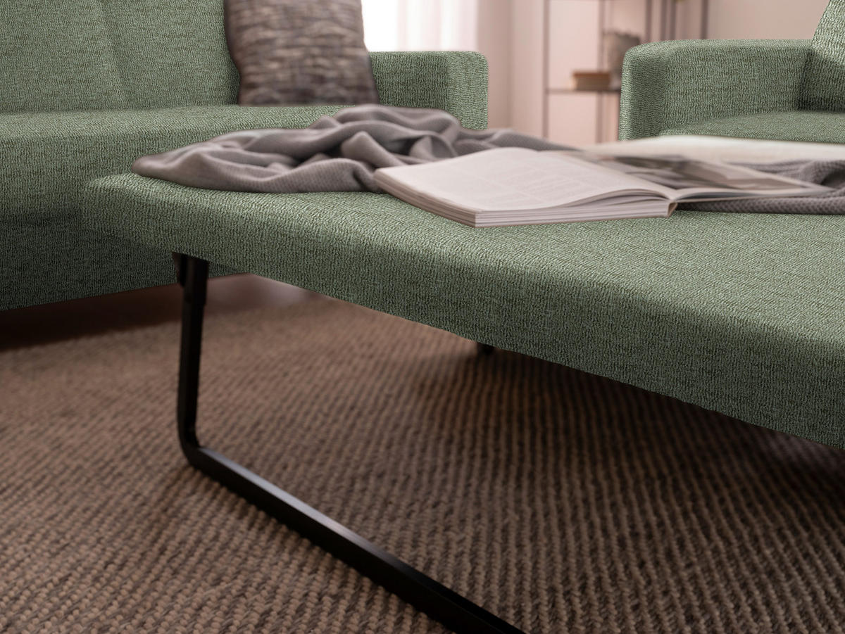 3-SITZER-SOFA in Flachgewebe Hellgrün  - Chromfarben/Hellgrün, Design, Textil/Metall (195/83/85cm) - Xora