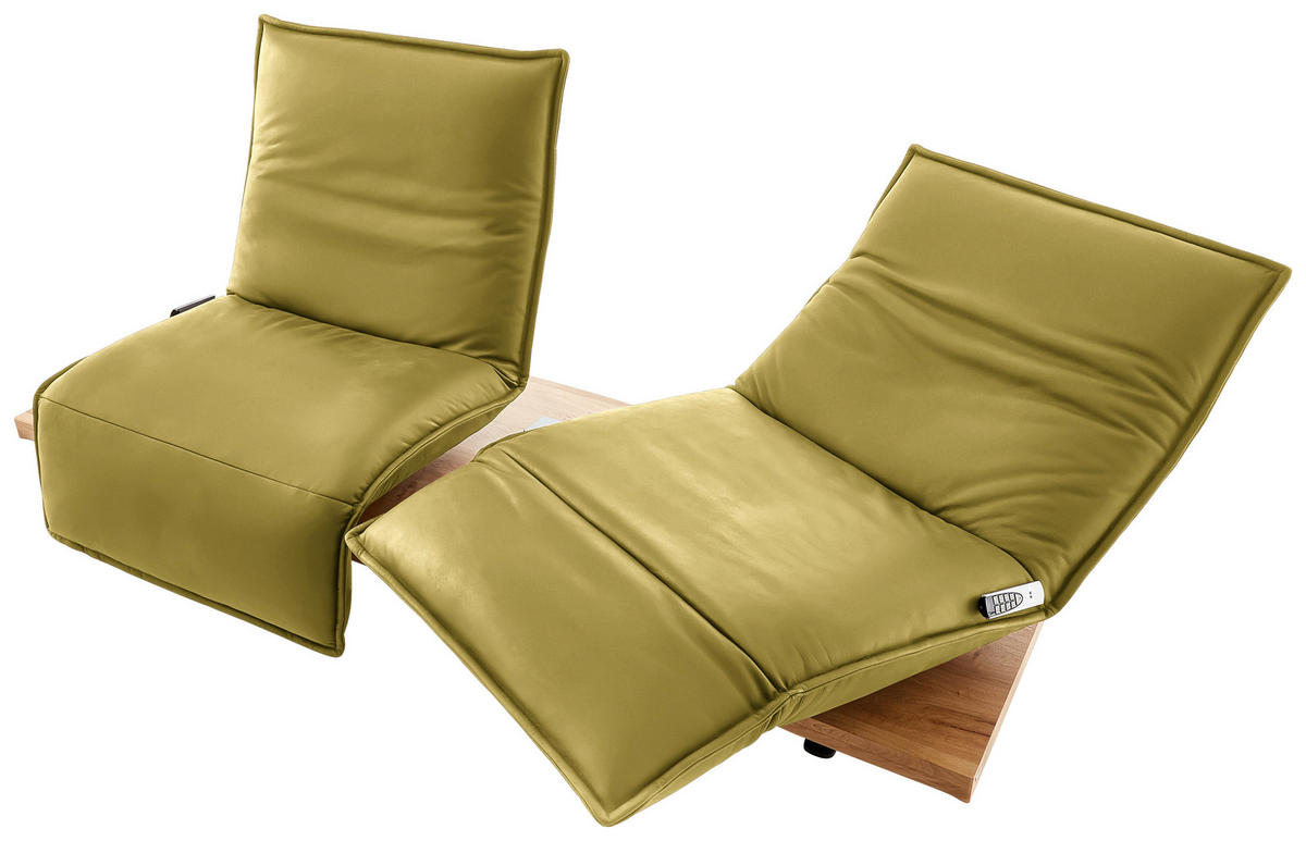 2-SITZER-SOFA in Leder Hellgrün  - Eichefarben/Schwarz, Natur, Leder/Holz (240/63/115cm) - Koinor