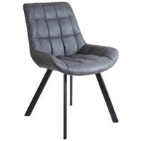 STUHL Lederlook Grau, Schwarz  - Schwarz/Grau, KONVENTIONELL, Textil/Metall (56/60/84cm) - Livetastic