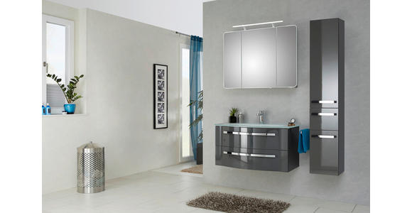 HOCHSCHRANK 30/168/33 cm - Chromfarben/Dunkelgrau, KONVENTIONELL, Glas/Holzwerkstoff (30/168/33cm) - Xora