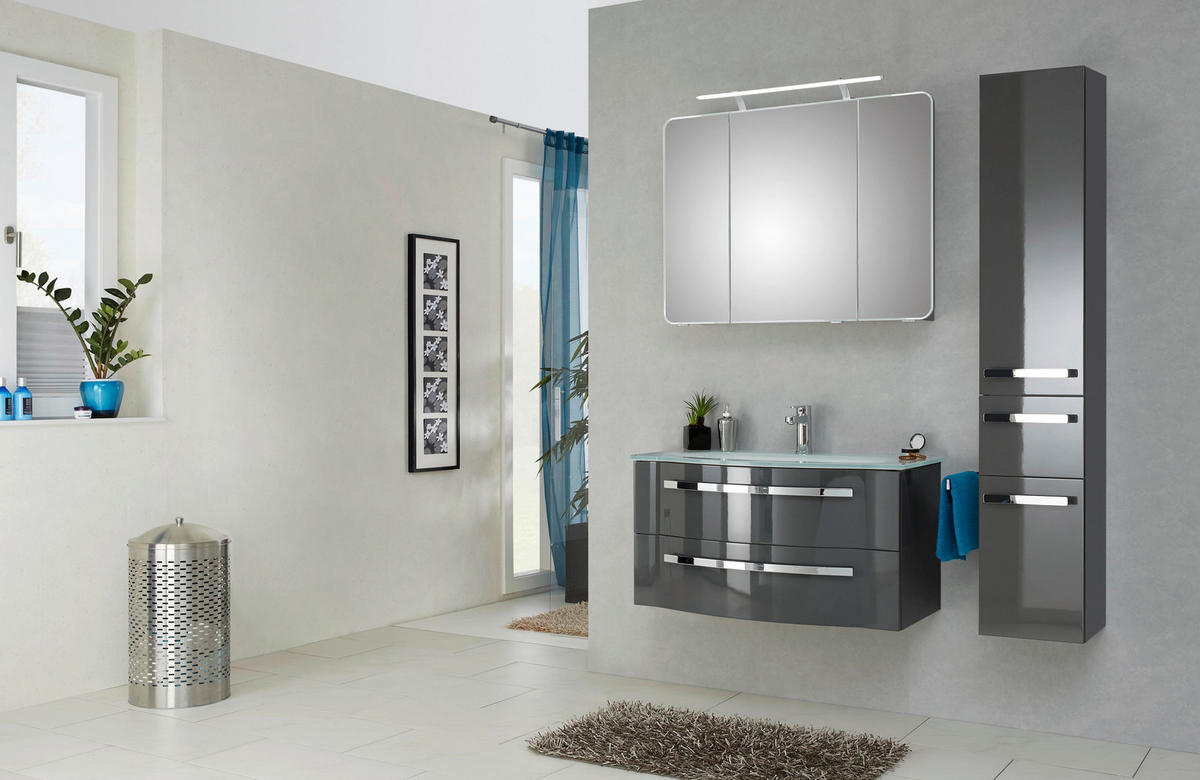 HOCHSCHRANK 30/168/33 cm  - Chromfarben/Dunkelgrau, KONVENTIONELL, Glas/Holzwerkstoff (30/168/33cm) - Xora