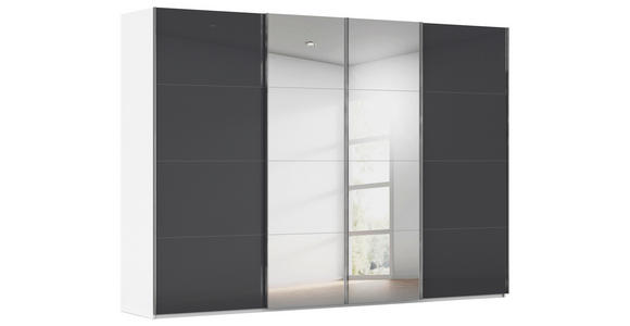 SCHWEBETÜRENSCHRANK  in Schwarz, Weiß  - Chromfarben/Schwarz, Design, Glas/Holzwerkstoff (316/223/68cm) - Novel