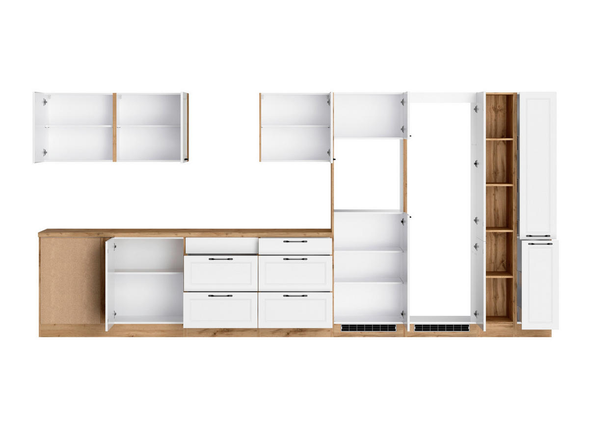 ECKKÜCHE 240/420 cm  in Weiß, Eiche Wotan  - Eiche Wotan/Schwarz, LIFESTYLE, Holzwerkstoff/Metall (240/420cm) - Held