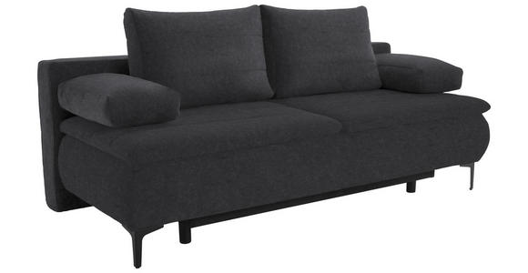 BOXSPRINGSOFA Flachgewebe Dunkelgrau  - Dunkelgrau, KONVENTIONELL, Textil/Metall (204/93/100cm) - Novel