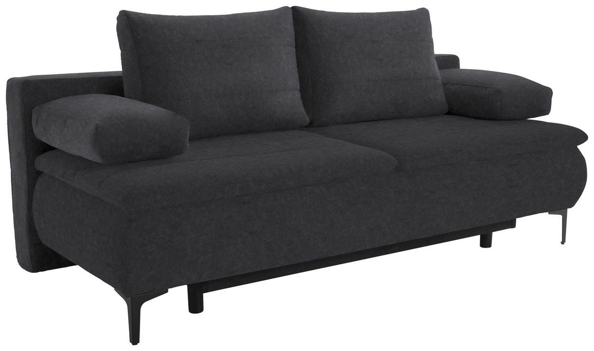 BOXSPRINGSOFA in Flachgewebe Anthrazit  - Anthrazit, Konventionell, Textil/Metall (204/93/100cm) - Novel