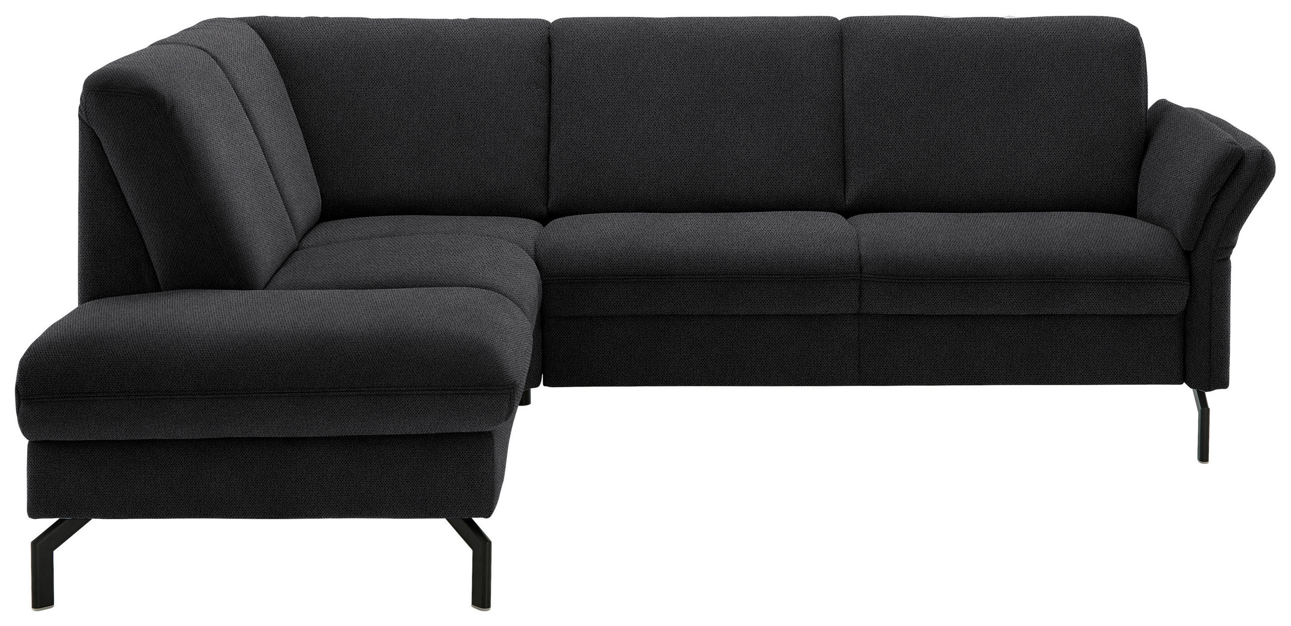 ECKSOFA in Flachgewebe Schwarz  - Schwarz, Konventionell, Textil/Metall (190/241cm) - Beldomo Comfort
