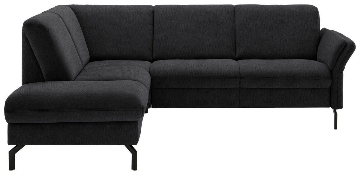 ECKSOFA in Flachgewebe Schwarz  - Schwarz, Konventionell, Textil/Metall (190/241cm) - Beldomo Comfort