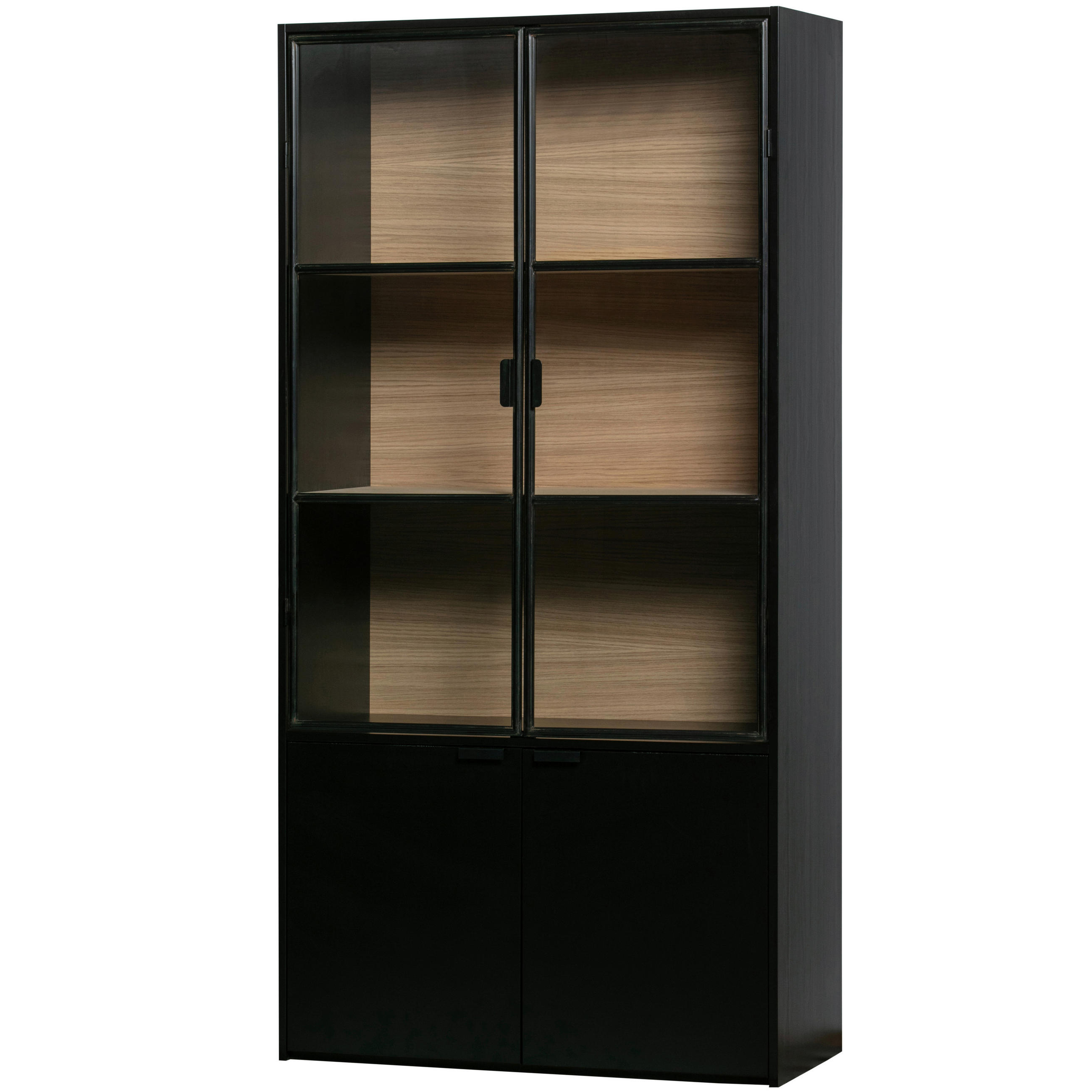 VITRINE in Kiefer Schwarz  - Schwarz, Design, Glas/Holz (100/200/40cm) - Livetastic