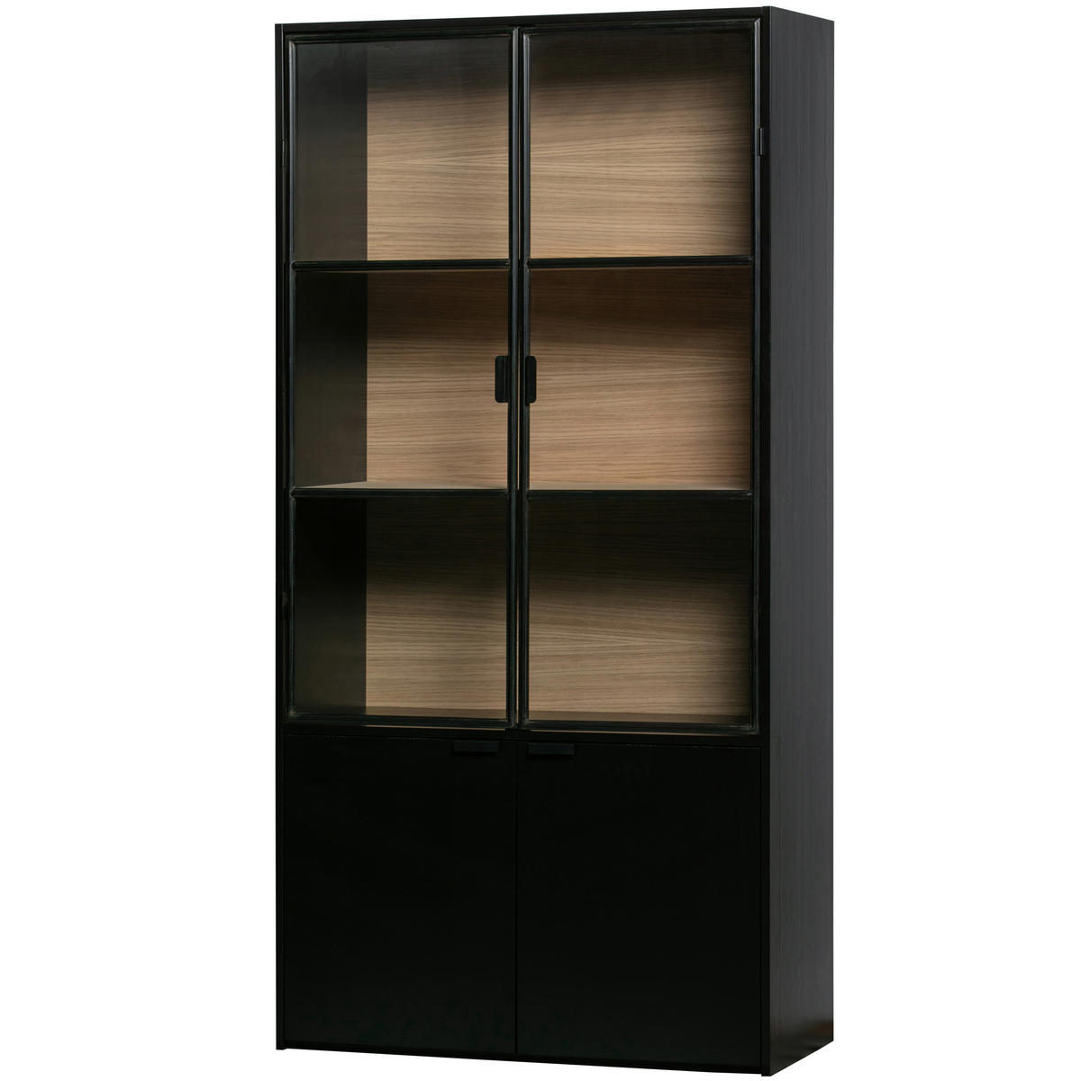 VITRINE in Kiefer Schwarz  - Schwarz, Design, Glas/Holz (100/200/40cm) - Livetastic