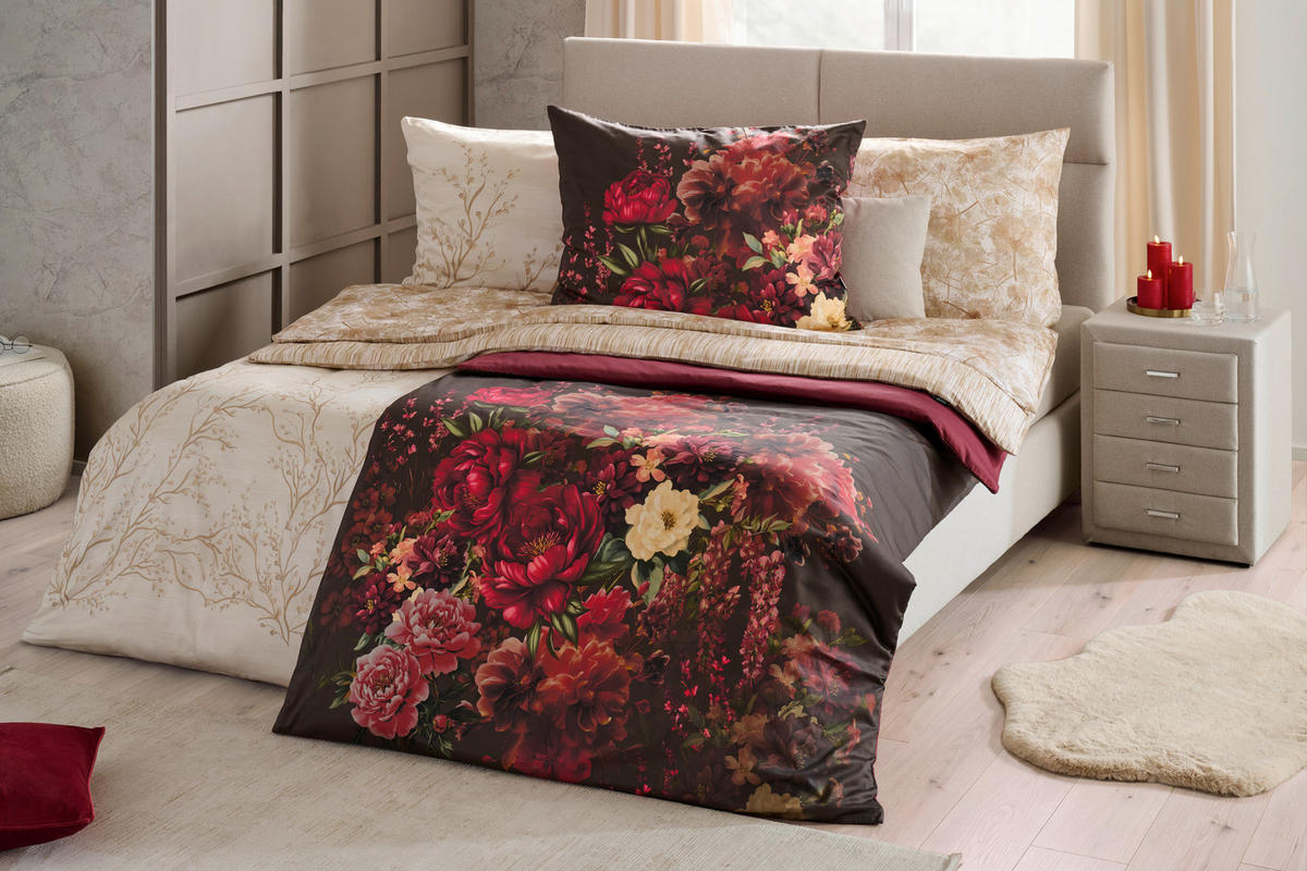 WENDEBETTWÄSCHE 2-teilig Satin 140/200 cm  - Rot, KONVENTIONELL, Textil (140/200cm) - Esposa