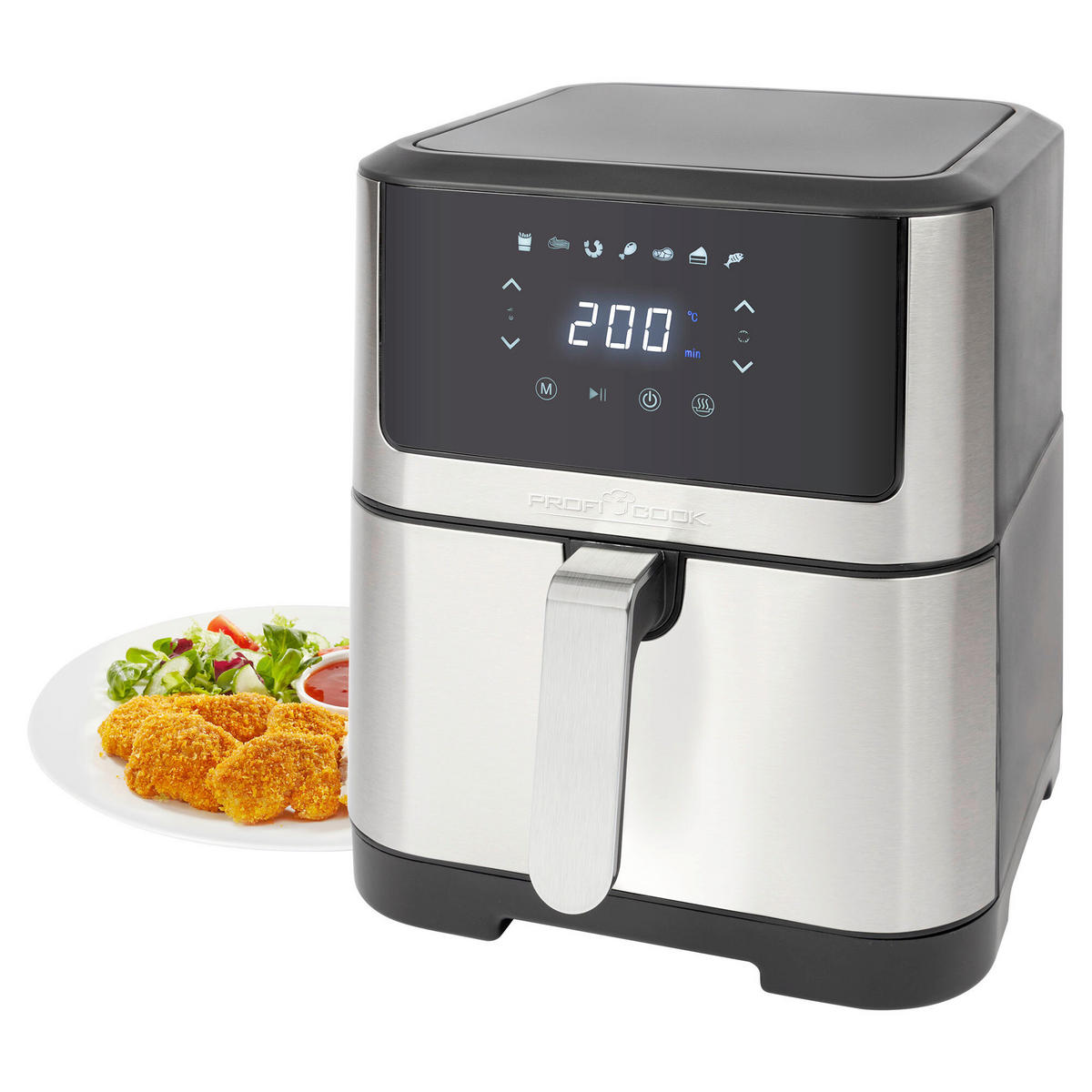 HEIßLUFTFRITTEUSE 8 L  - Edelstahlfarben, Basics, Kunststoff/Metall (29,4/35,9/39,9cm) - Bomann