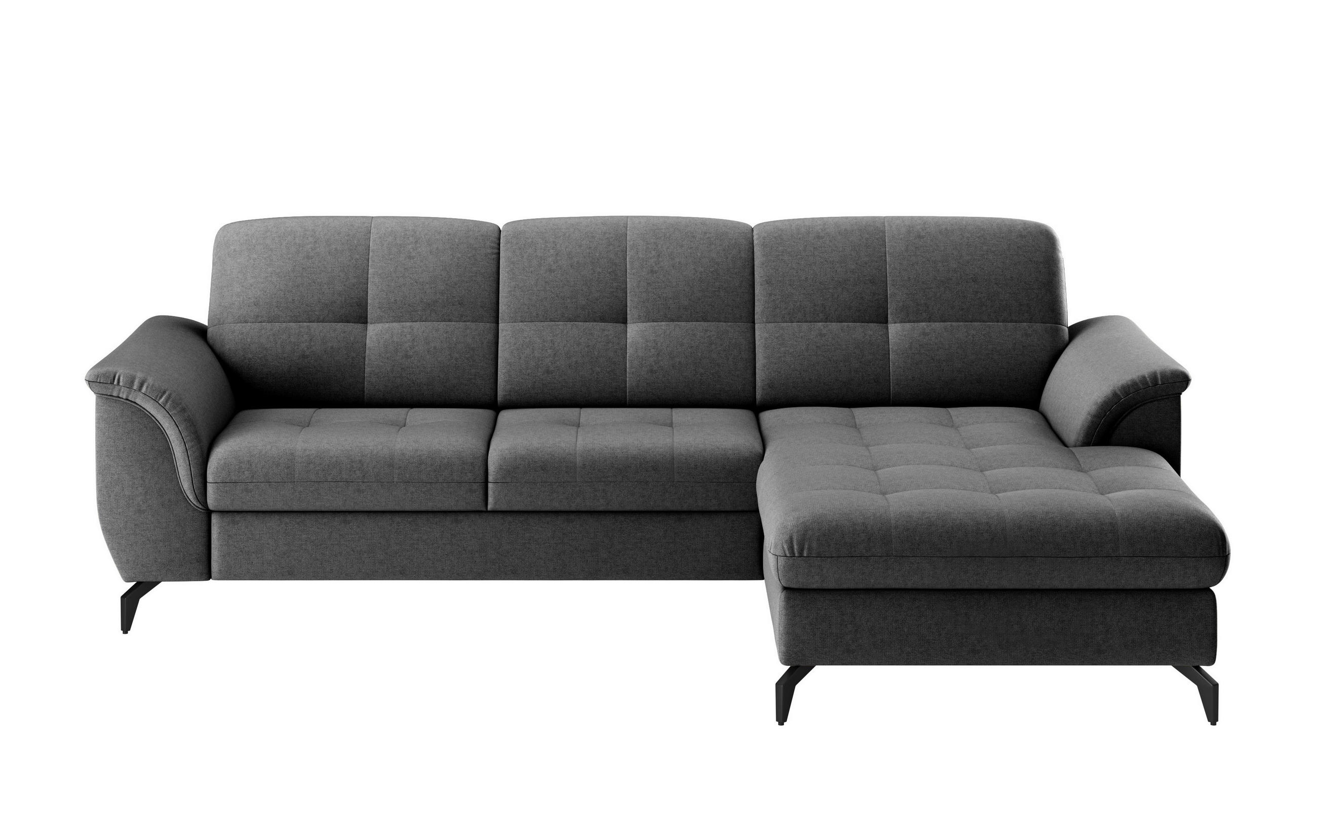 ECKSOFA in Flachgewebe Dunkelgrau  262/164 cm  - Dunkelgrau/Schwarz, MODERN, Textil/Metall (262/164cm) - Sit & More