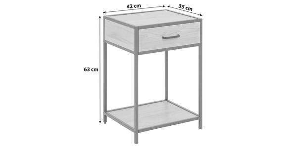 NACHTSCHRANK 42/63/35 cm  - Eschefarben/Schwarz, Design, Holzwerkstoff/Metall (42/63/35cm) - Carryhome