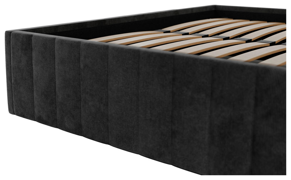 POLSTERBETT Bettkasten, Lattenrost 120/200 cm  in Schwarz  - Schwarz, Design, Holz/Textil (120/200cm) - Boxxx