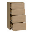 KOMMODE , 55/99/35 cm, 4 Schublade(n)  - Eichefarben/Silberfarben, Trend, Holzwerkstoff/Kunststoff (55/99/35cm) - Carryhome