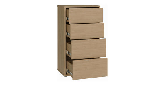 KOMMODE , 55/99/35 cm, 4 Schublade(n)  - Eichefarben/Silberfarben, Trend, Holzwerkstoff/Kunststoff (55/99/35cm) - Carryhome