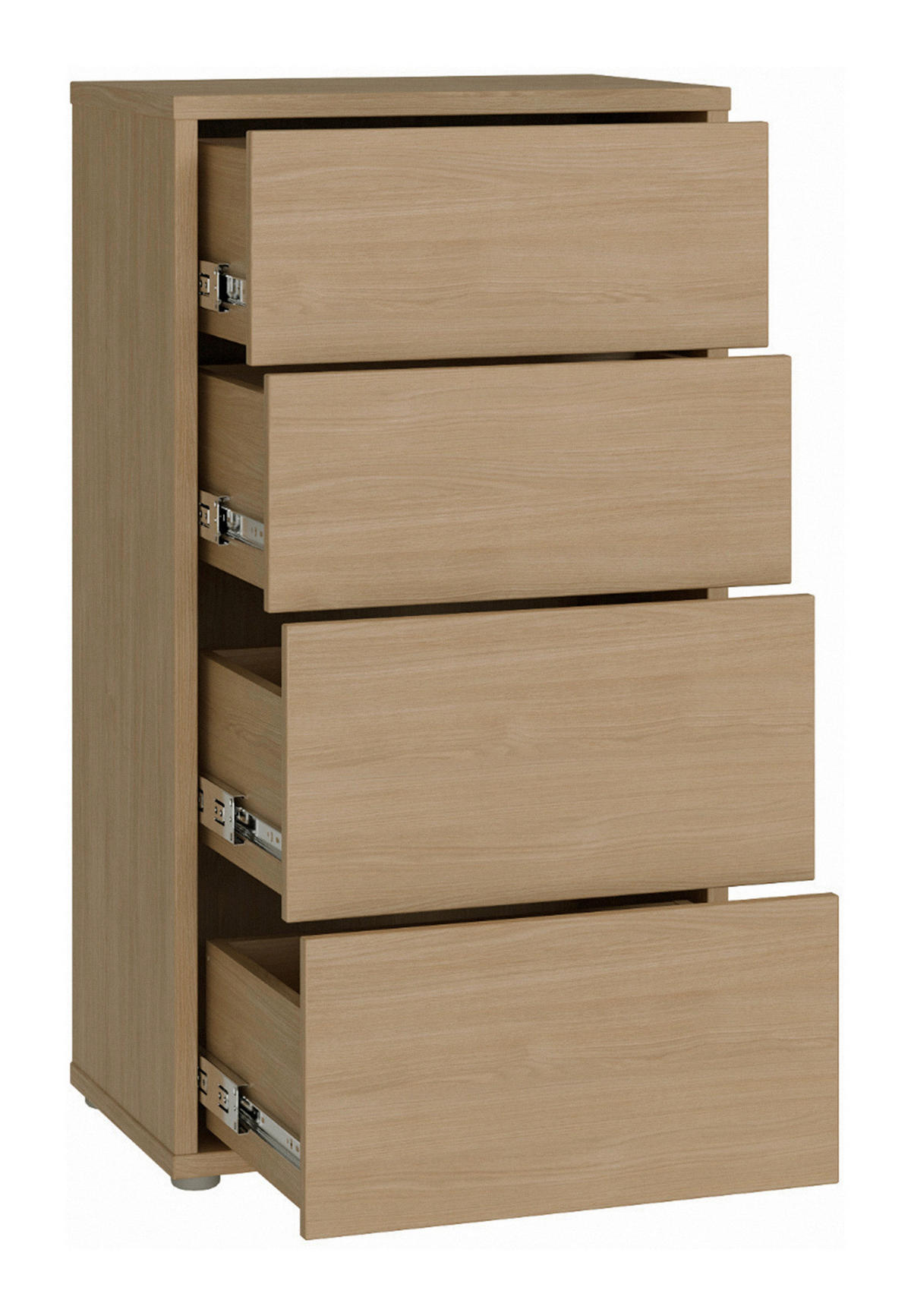 KOMMODE , 55/99/35 cm, 4 Schublade(n)  - Eichefarben/Silberfarben, Trend, Holzwerkstoff/Kunststoff (55/99/35cm) - Carryhome