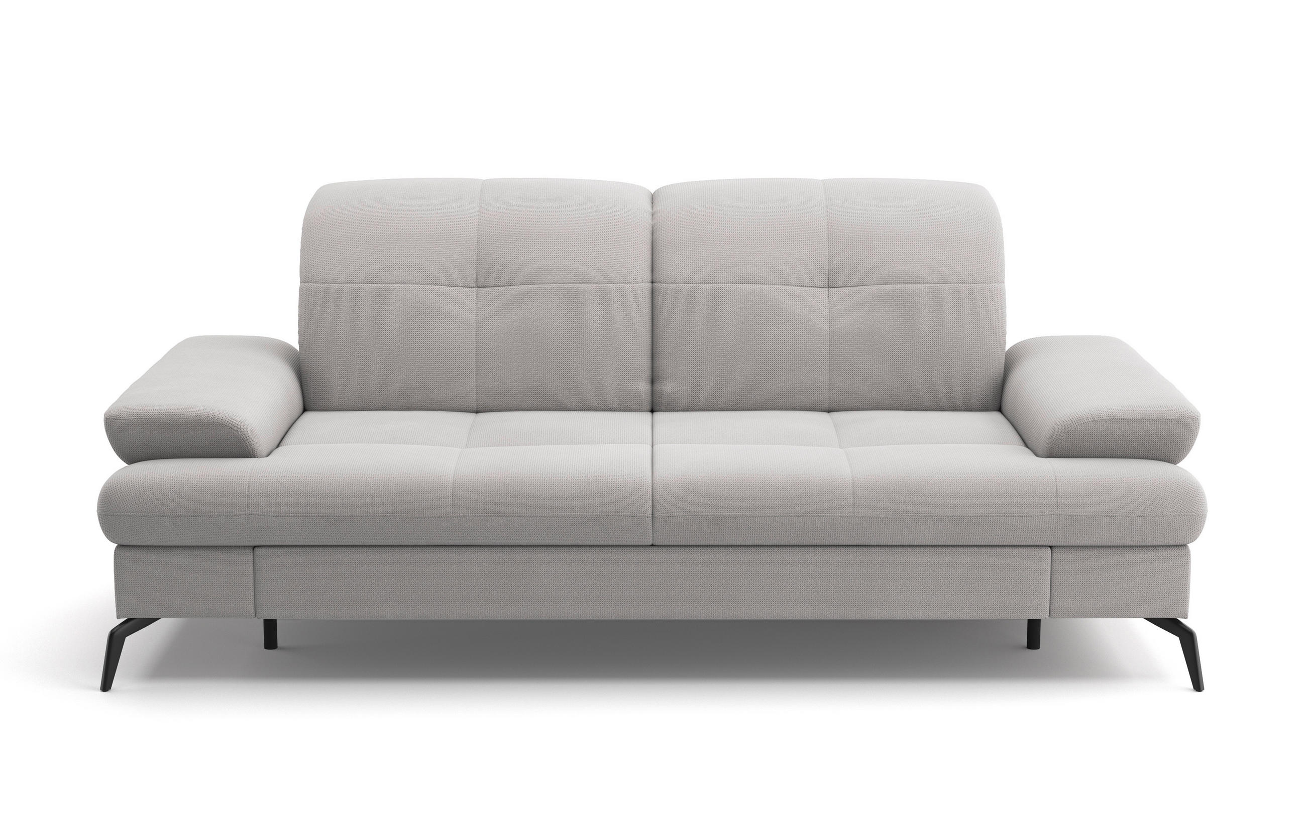 CANAPÉ 2.5 PLACES in Flachgewebe Silberfarben - Silberfarben/Schwarz, Konventionell, Textil/Metall (202/90/122cm) - Sit & More