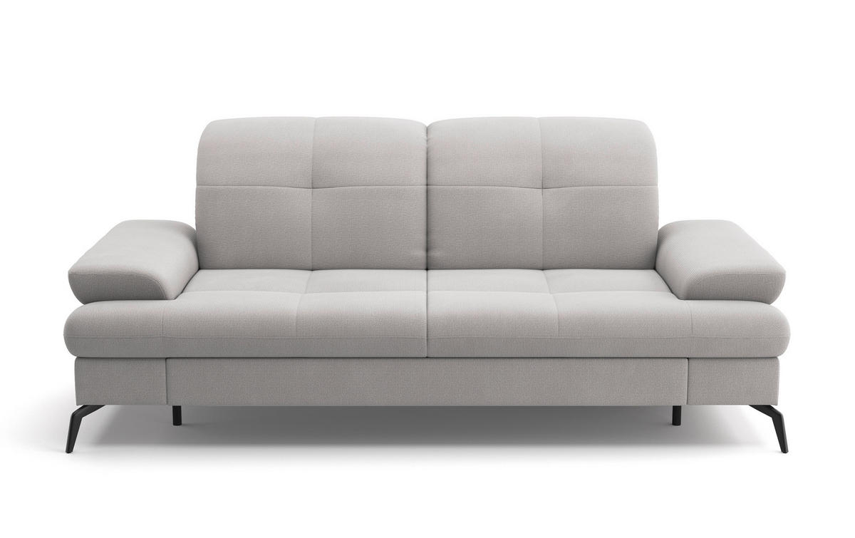 3-SITZER-SOFA in Flachgewebe Silberfarben  - Silberfarben/Schwarz, Konventionell, Textil/Metall (212/90/122cm) - Sit & More
