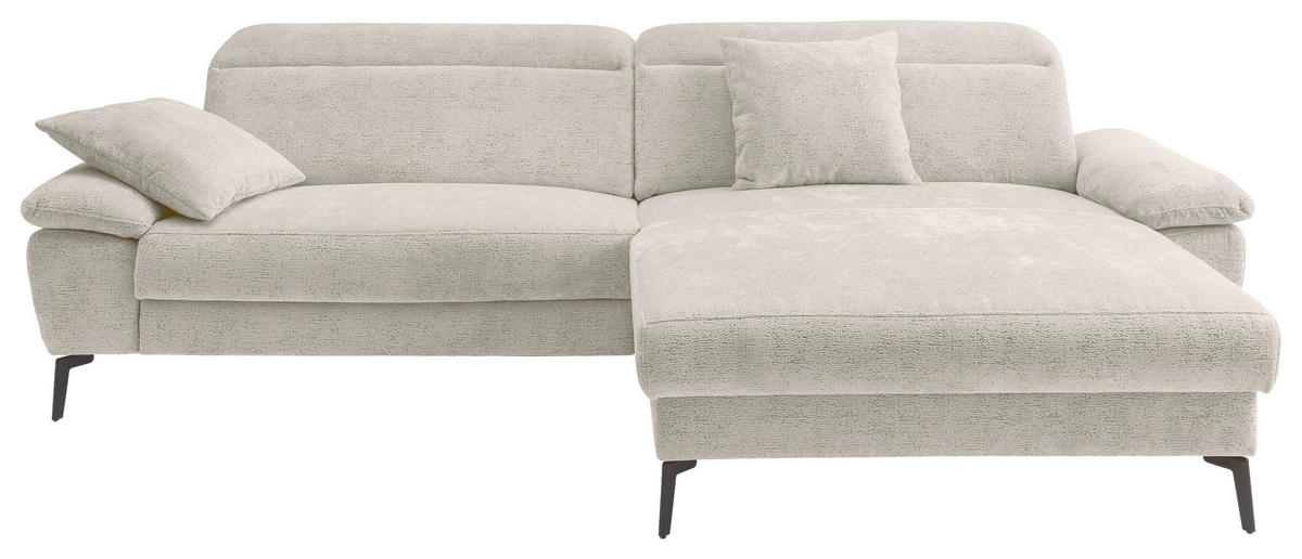 ECKSOFA CANCELLI in Struktur Creme  300/178 cm  - Creme/Schwarz, KONVENTIONELL, Textil/Metall (300/178cm) - Livetastic