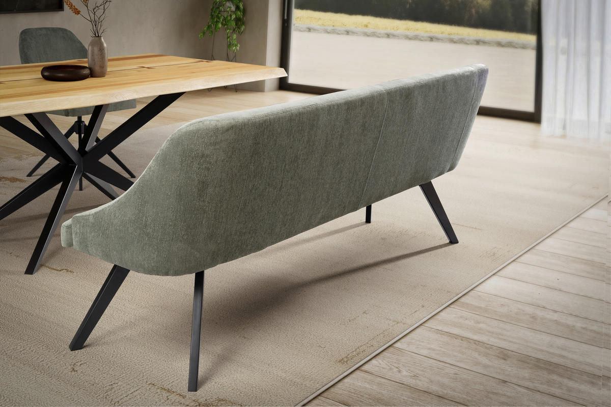 SITZBANK 190/86/63 cm  in Grün, Schwarz  - Schwarz/Grün, Design, Textil/Metall (190/86/63cm) - Moderano