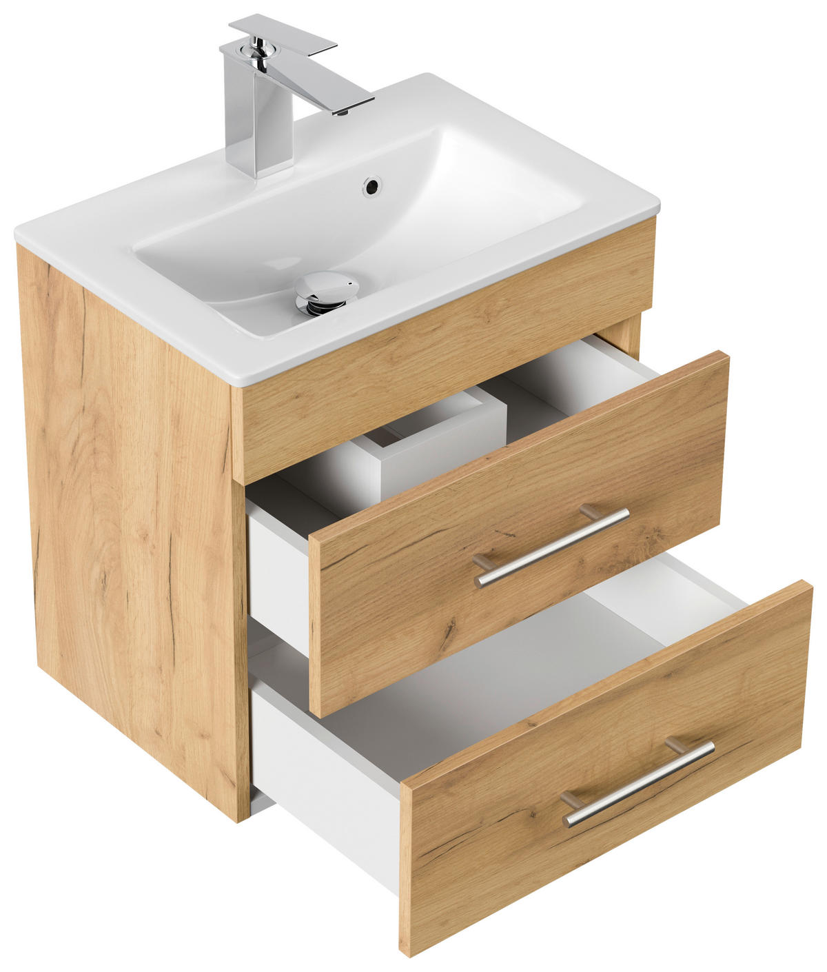 BADEZIMMER  in 50 cm  - Eichefarben/Silberfarben, MODERN, Holzwerkstoff/Metall (50cm) - MID.YOU