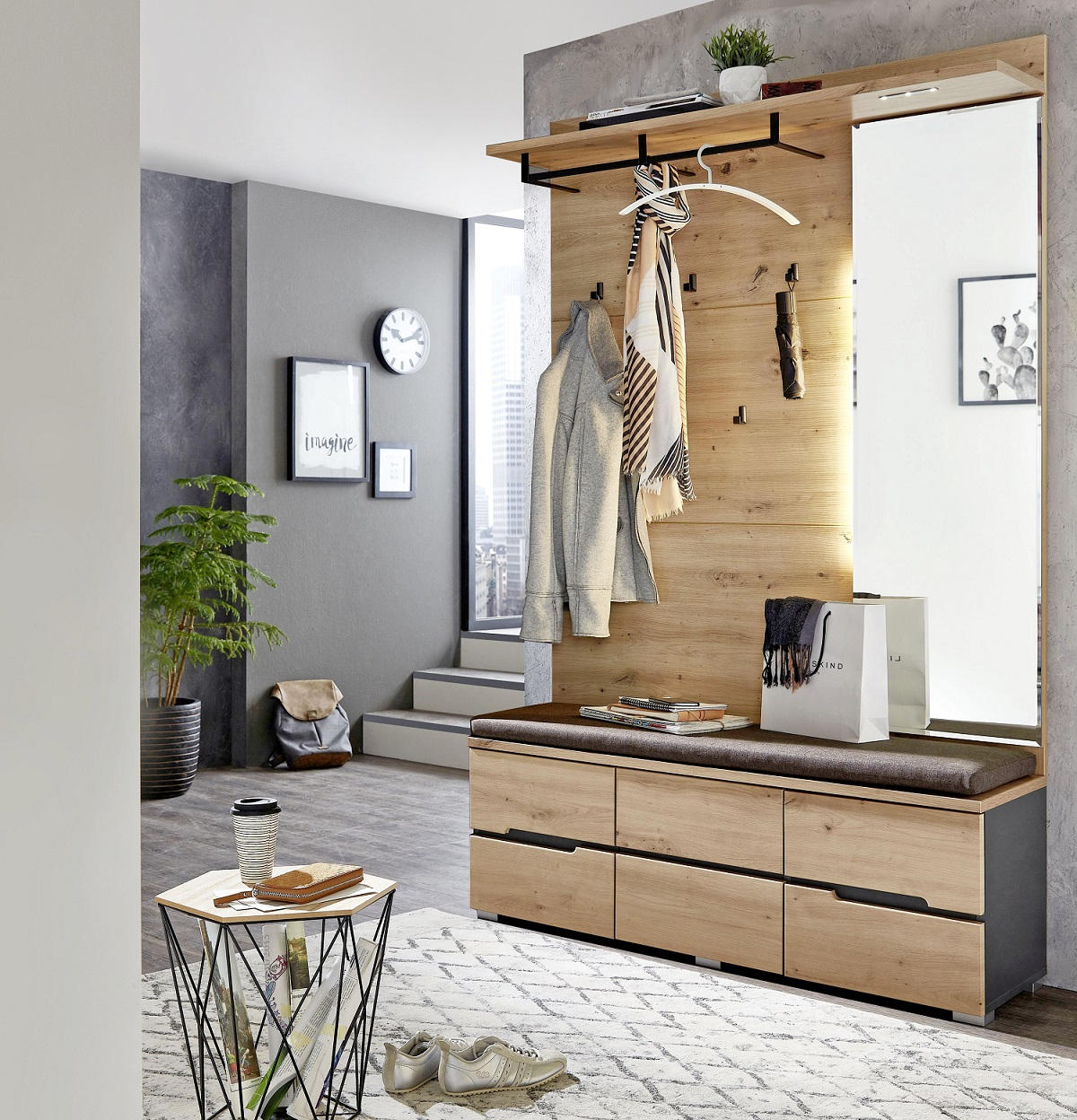 GARDEROBE Eichefarben - Eichefarben, Design (120/196/37cm) - Voleo