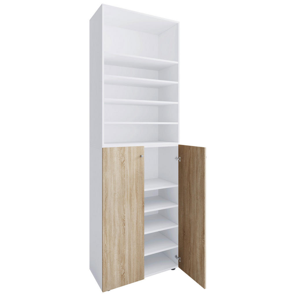 Schuhschrank Lona Weiß Sonoma Eiche Dekor