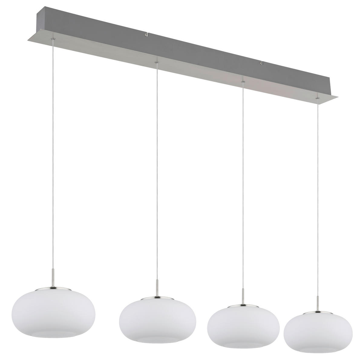 LED-HÄNGELEUCHTE Luton 110/20/150 cm   - Nickelfarben, KONVENTIONELL, Glas/Metall (110/20/150cm) - Novel