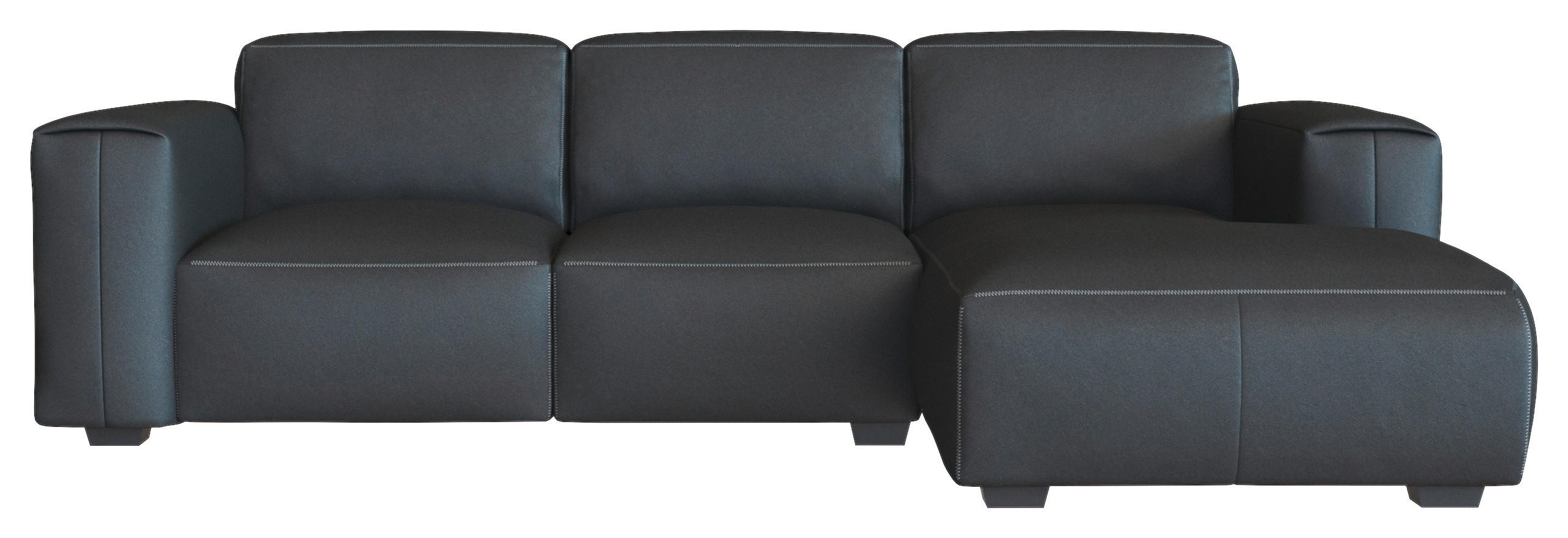 ECKSOFA Schwarz Echtleder  - Schwarz, Design, Leder/Holz (251/171cm) - Livetastic